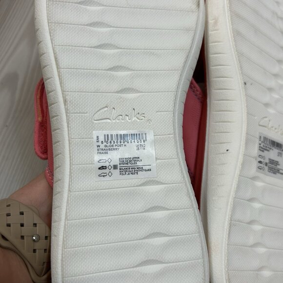 NEW CLARKS Women's Cloudsteppers Glide Post Strawberry Pink Flip Flops Size 11M - Picture 5 of 9